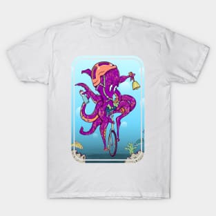 Octopus riding a bike underwater T-Shirt